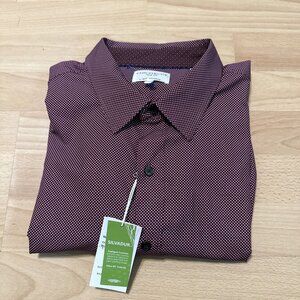 Con Struct Men’s Slim Fit 4 way Stretch Red Polkadot Shirt 2XL